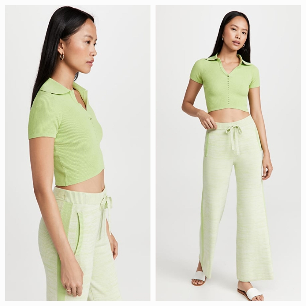 LIVE THE PROCESS Seamless Crop Polo Shirt in Matcha XS NWT